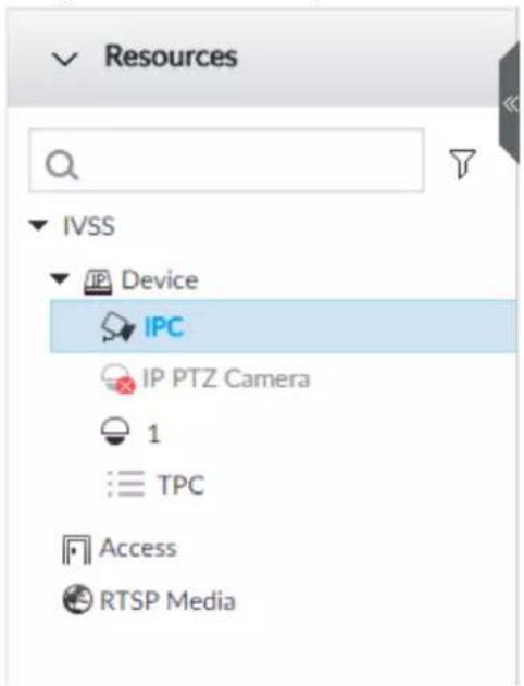 Resources IVSS Device IPC IP PTZ Camera 1 ≡ TPC Access RTSP Media