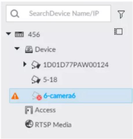 SearchDevice Name/IP 456 Device 1D01D77PAW00124 5-18 6-camera6 Access RTSP Media