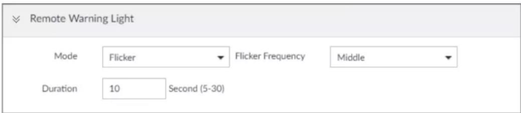 Remote Warning Light Mode Flicker Flicker Frequency Middle Duration 10 Second (5-30)