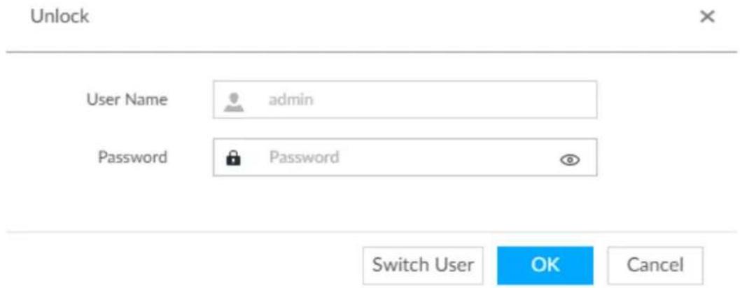 Unlock User Name admin Password Password Switch User OK Cancel