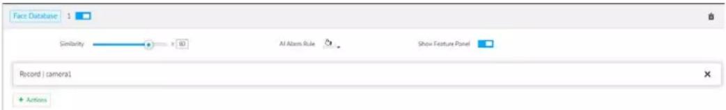 Face Database Similarity AI Abcam Rule Show Feature Panel Record | camera1 + Actions