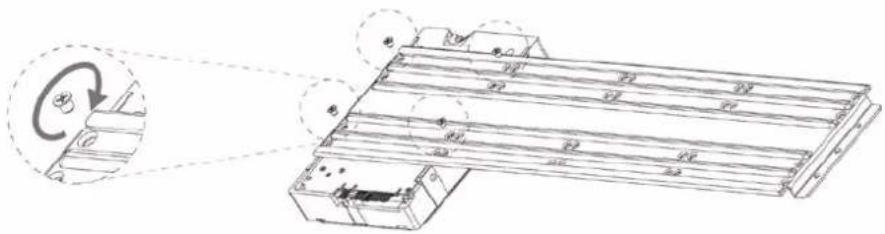 Technical diagram showing a device with labeled components and a magnified view of the component's rotation.