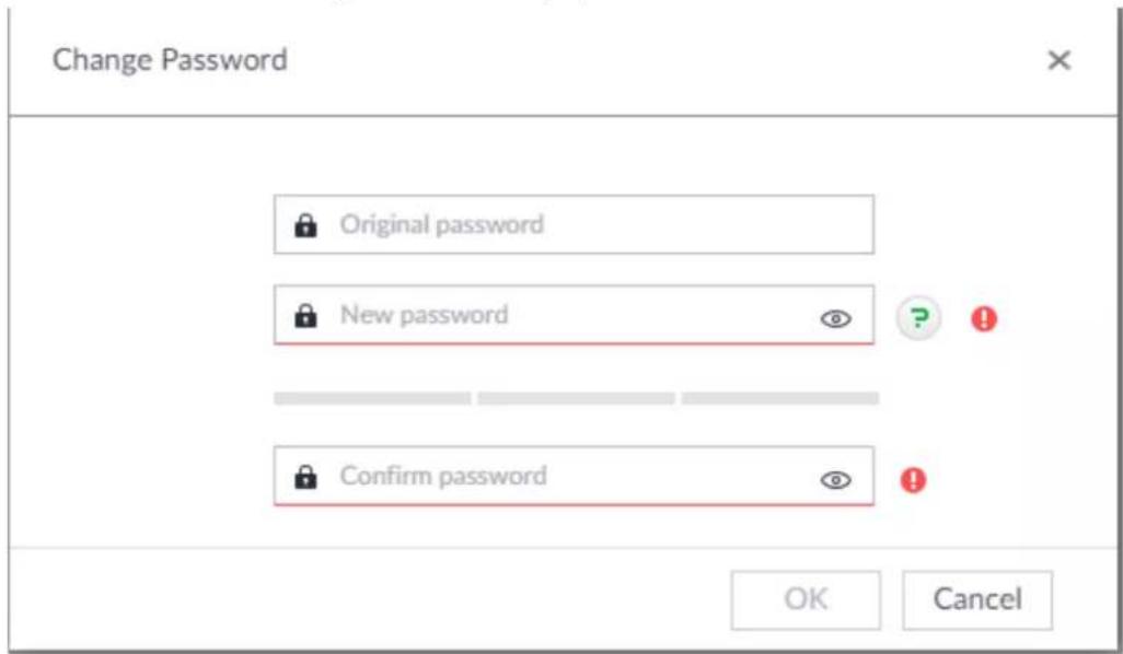 Change Password Original password New password Confirm password OK Cancel