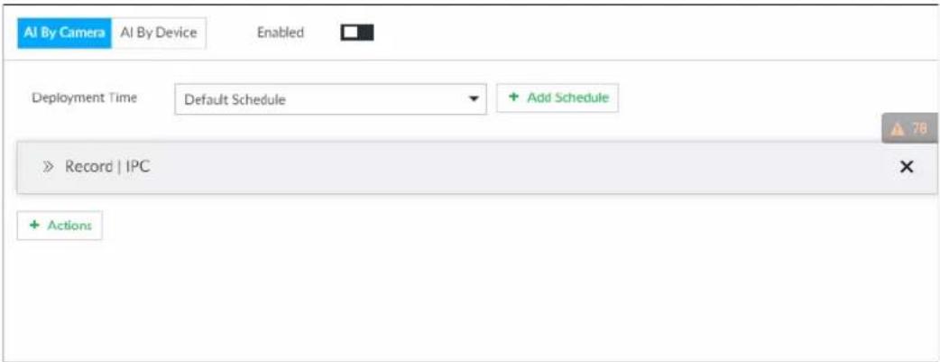 AI By Camera AI By Device Enabled Deployment Time Default Schedule + Add Schedule Record | IPC Actions