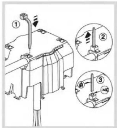 Technical diagram showing mechanical assembly with numbered parts and directional arrows indicating motion or force directions.