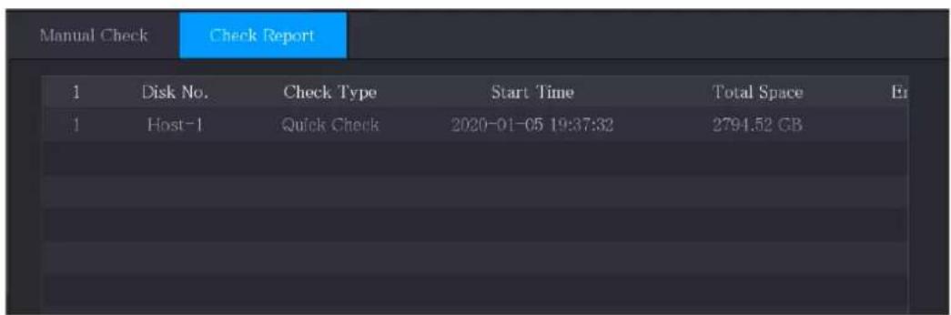 Manual Check Check Report 1 Disk No. Check Type Start Time Total Space Er 1 Host-1 Quick Check 2020-01-05 19:37:32 2794.52 GB