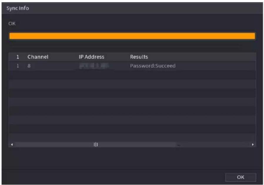 Sync Info OK 1 Channel IP Address Results 1 8 Password:Succeed OK