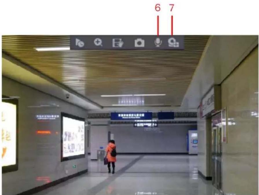Interior photo of a subway station platform with visible signage and digital displays, including phone icons and station numbers 6 and 7.