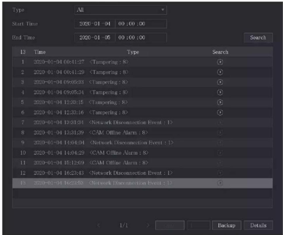 Type All Start Time 2020-01-04 00:00:00 End Time 2020-01-05 00:00:00 Search 13 Time Type Search 1 2020-01-04 00:41:27 2 2020-01-04 00:41:29 3 2020-01-04 09:05:33 4 2020-01-04 09:05:34 5 2020-01-04 12:33:15 6 2020-01-04 12:33:16 7 2020-01-04 13:31:34 8 2020-01-04 13:31:39 9 2020-01-04 14:04:04 10 2020-01-04 14:04:29 11 2020-01-04 15:12:09 12 2020-01-04 16:23:43 13 2020-01-04 16:23:53 < 1/1 > Backup Details