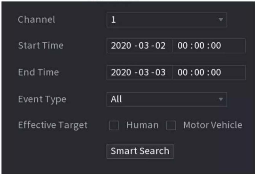 Channel 1 Start Time 2020 -03 -02 00:00:00 End Time 2020 -03 -03 00:00:00 Event Type All Effective Target Human Motor Vehicle Smart Search
