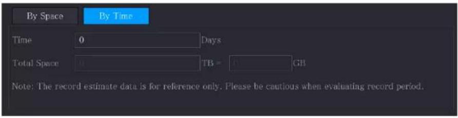 By Space By Time Time 0 Days Total Space TB = GB Note: The record estimate data is for reference only. Please be cautious when evaluating record period.