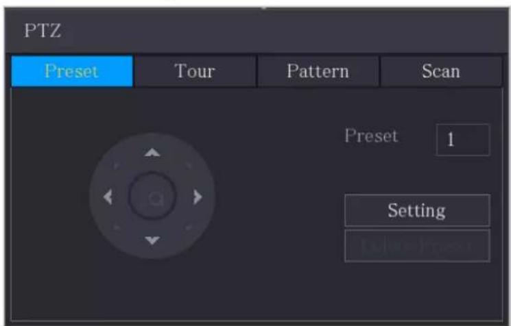 PTZ Preset Tour Pattern Scan Preset 1 Setting