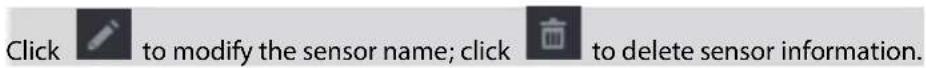 Click to modify the sensor name; click to delete sensor information.