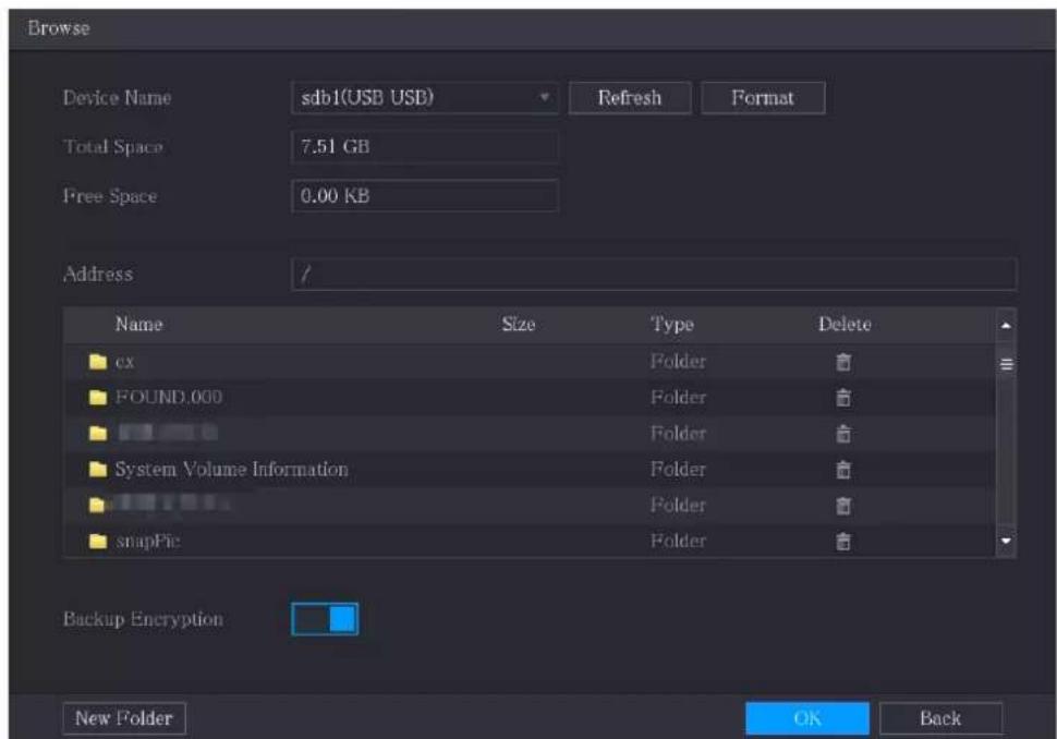 Browse Device Name:sdb1(USB USB)RefreshFormat Total Space7.51 GB Free Space0.00 KB Address ? Name Size Type Delete cx Folder FOUND.000 Folder Folder System Volume Information Folder snapFie Folder Backup Encryption New Folder OK Back