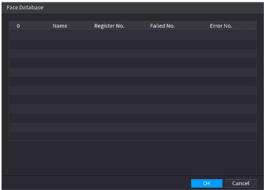Face Database 0 Name Register No. Failed No. Error No. OK Cancel