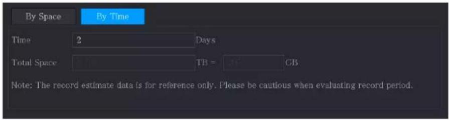 By Space By Time Time 2 Days Total Space TB = .TB GB Note: The record estimate data is for reference only. Please be cautious when evaluating record period.