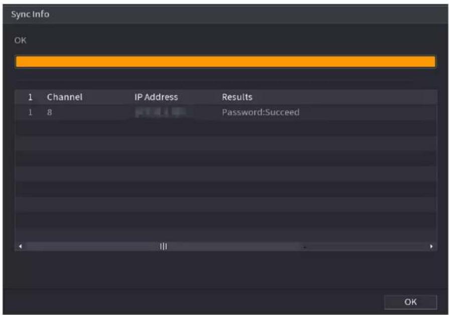 Sync Info OK 1 Channel IP Address Results 1 8 Password:Succeed OK