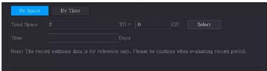 By Space By Time Total Space 0 TB = 0 GB Select Time Days Note: The record estimate data is for reference only. Please be cautious when evaluating record period.
