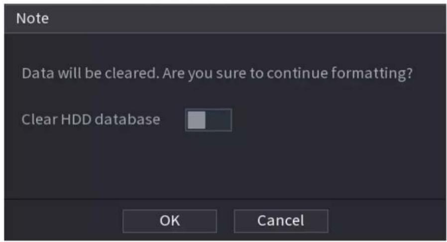 Note Data will be cleared. Are you sure to continue formatting? Clear HDD database OK Cancel