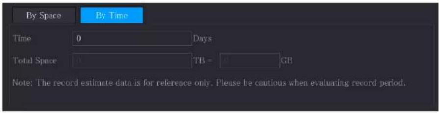 By Space By Time Time 0 Days Total Space TB = GB Note: The record estimate data is for reference only. Please be cautious when evaluating record period.