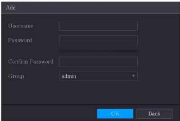 Add Username Password Confirm Password Group admin OK Back