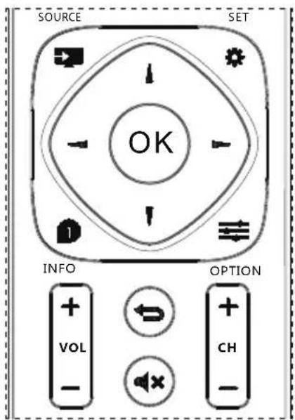 SOURCE SET OK INFO OPTION + + VOL - + - CH -