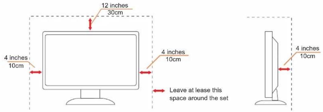 12 inches 30cm 4 inches 10cm 4 inches 10cm Leave at lease this space around the set 4 inches 10cm