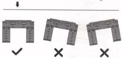 Diagram showing three identical mechanical frame configurations with check and cross marks indicating selection or validation.