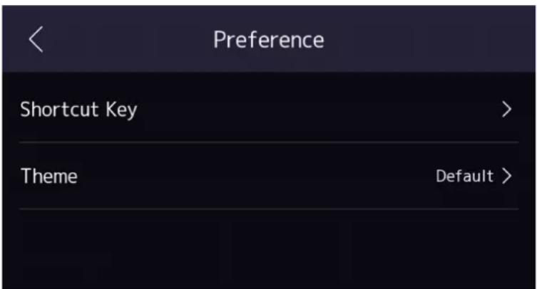 Preference Shortcut Key > Theme Default >