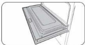 Technical line drawing of a rectangular panel or tray with internal channels, no text or symbols present