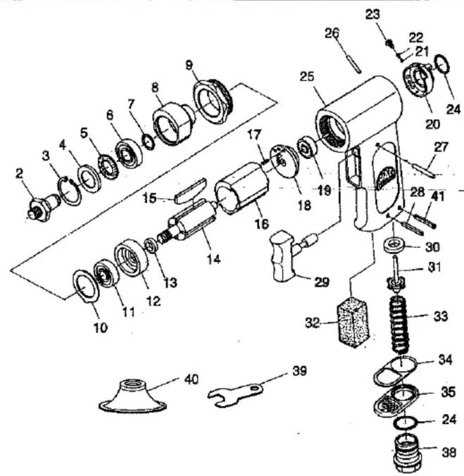 Exploded view diagram of a mechanical assembly with numbered parts for identification