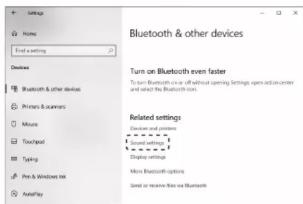 Linkage Home Find a setting Device Bluetooth & other devices Printers & scanners Mouse Touchpad Typing Pre & Windows Help AutoPlay Bluetooth & other devices Turn on Bluetooth even faster Picture Bluetooth or audio without operating settings open and center and other the Bluetooth bus. Related settin…
