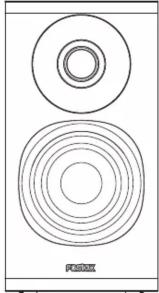 Line drawing of a speaker with two concentric circles and a label 'POKYO' at the bottom (no text or symbols on the diagram itself)