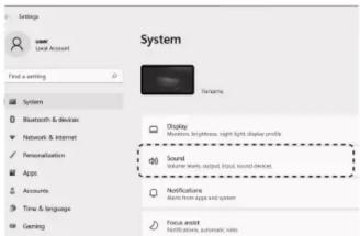 Settings user local account Find a writing System Bluetooth & devices Network & Internet Personalisation Apps Accounts Time & language Gaming System Display Bluetooth, brightness, right light display profile Sound surface words, audio, loud, sound devices Notifications Actions from apps and system F…