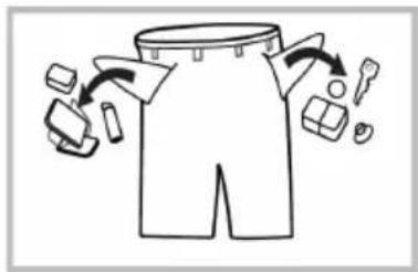 Diagram illustrating a garment pattern with labeled parts and directional arrows indicating movement or processing steps.