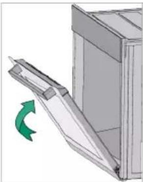 3D diagram of a mechanical component with a green arrow indicating rotation (no text or symbols)