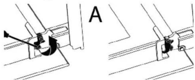 Technical line drawing of a mechanical assembly with two views (A and B) showing no text or symbols