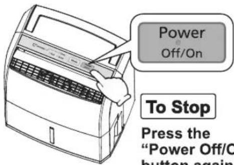 Power Off/On To Stop Press the "Power Off/On button again