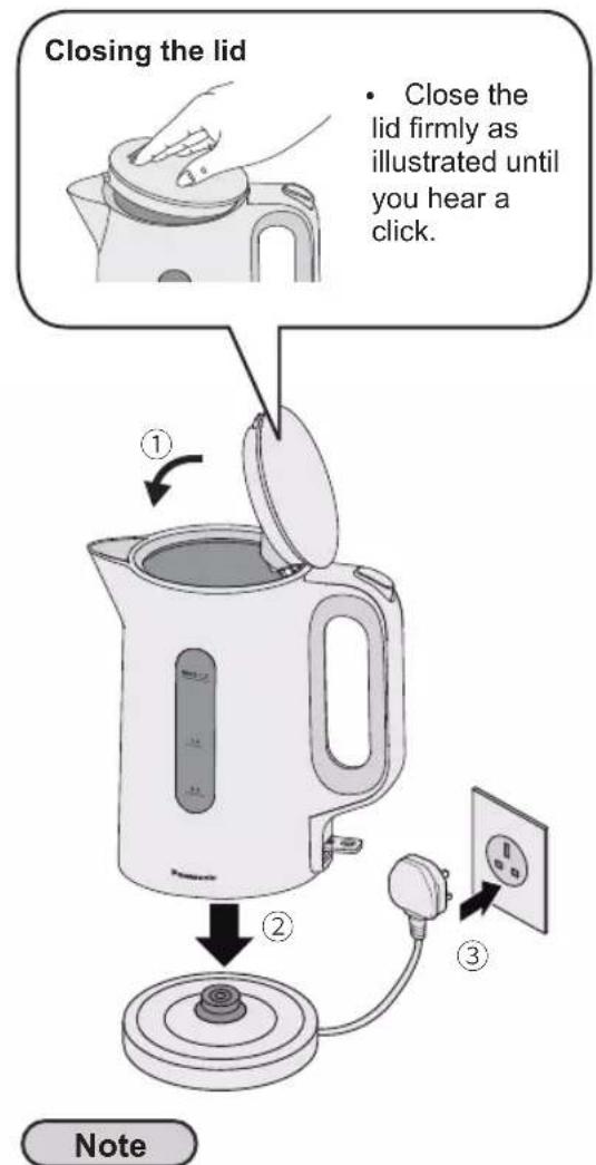 Closing the lid • Close the lid firmly as illustrated until you hear a click. ① ② ③ Note