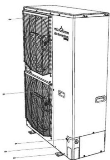 Technical diagram of an industrial air conditioning unit with fan and cooling unit labels