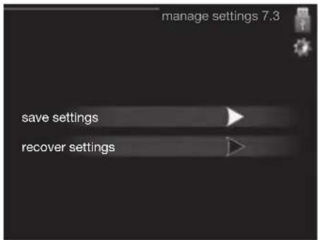 manage settings 7.3 save settings recover settings