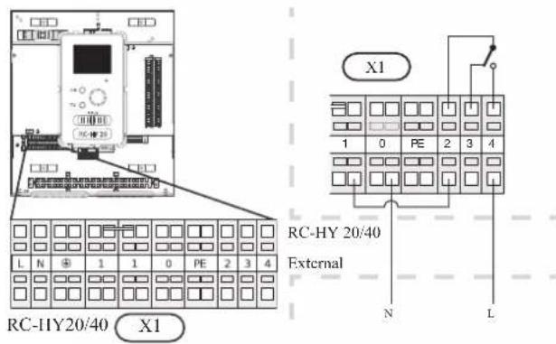 RC-HY20/40 X1 RC-HY 20/40 External X1 1 0 PE 2 3 4 N L