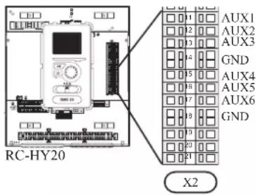 RC-HY20 AUX1 AUX2 AUX3 GND AUX4 AUX5 AUX6 GND X2