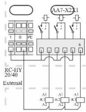 AA7-X2X1 RC-IIY 20/40 External A1 -K1 A2 A1 -K2 A2 A1 -K3 A2