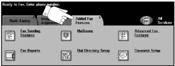 Ready to Fax. Enter phone number. Basic Fasting Image Adjustments Added Fax Features All Services Fax Sending Features Mailboxes Advanced Fax Features Fax Reports Dial Directory Setup Comment Setup