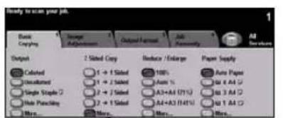 Ready to scan peer job 1 Basic Copying Change A/Adjustment Output Format Job Popularity All Saveups Output 2 Slated Copy Reduce / Extend Paper Supply Collected 1 + 1 Slated 100% Auto Paper Uncollected 1 + 2 Slated Auto % Mn # A4 A5 Single Staple C 2 + 2 Slated A3+A4 (F1)C Mn # A4 A5 State Practicing 2 + 4 Slated A4+A3 (F4)C Mn # A4 A5 More... More... More... More...
