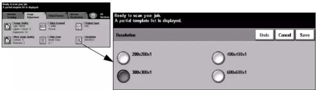 Ready to scan your job. A partial template list is displayed. Resolution Undo Cancel Save 200x200x1 400x400x1 300x300x1 600x600x1 Image Quality Type: Normal Lighter / Diameter: 0 Depression: On Solder Scanned 5.1x2 Portrait Original Input Auto Image Image Quality Contract: 0 Sheepness: 0 Urban Zone Border State 0.1" Resolution 300x300x1 Ready to scan your job. A partial template list is displayed.