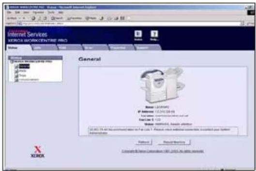 Internet Services XEROX WORKCENTRE PRO General Name: 12.0000 IP Address: 13.295.0000 System Name: Windows Server Address: 8-123 System: Windows Server 10.000.75-64 No confirmed sites to Full City 1. Please note additional connections to a network packet Information Refresh Reset/Warning Copyright © Series Connection IIS, 2015, No rights reserved. XEROX