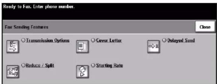 Ready to Fax. Enter phone number. Fax Sending Features Close Transmission Options Cover_Letter Delayed_Send Reduce / Split Starting_Rate