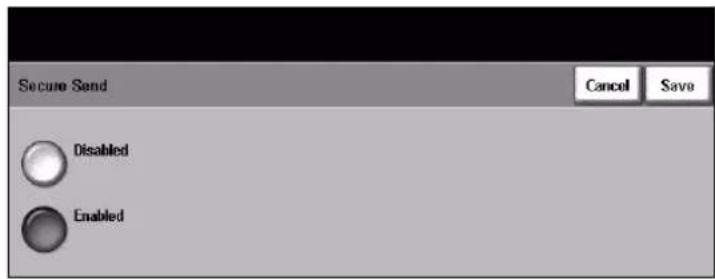 Secure Send Disabled Enabled Cancel Save